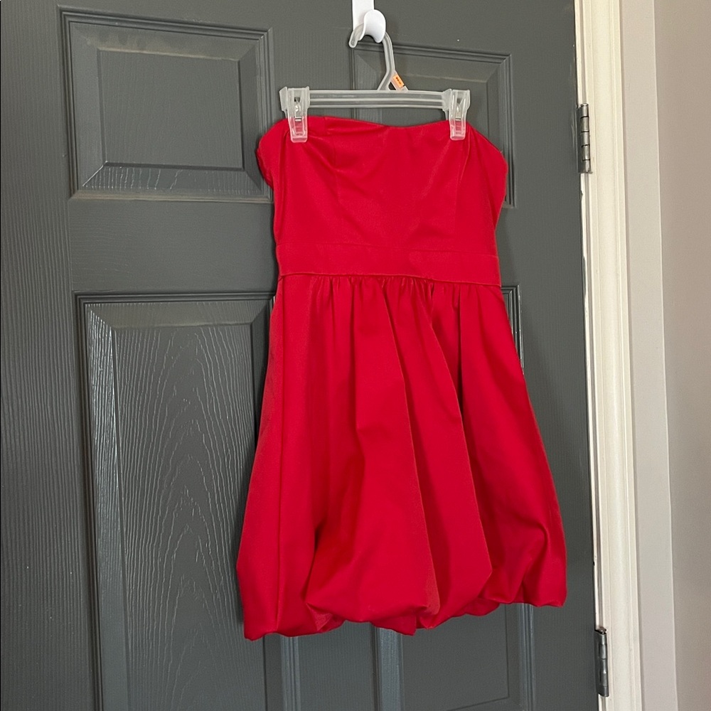Red Bubble Hem Strapless Dress/top. HOCO